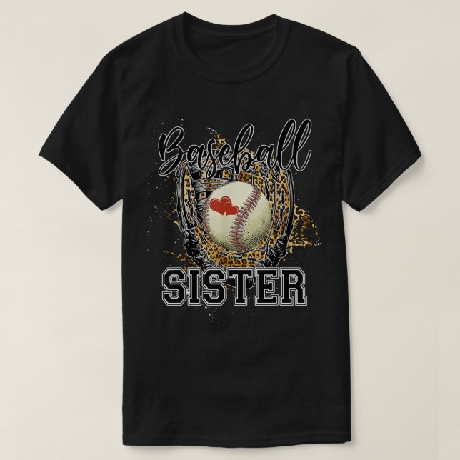 Baseball Sister Leopard Funny Softball Mamma Mor" T Shirt (Design framsida)