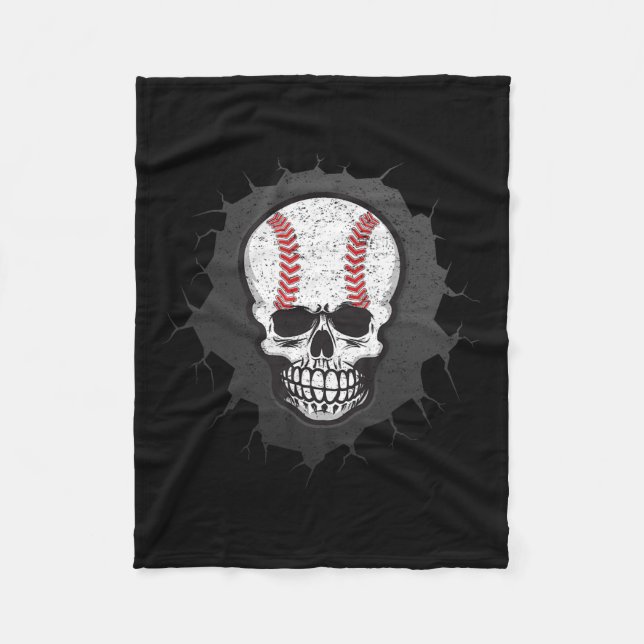 Baseball Skeleton Halloween Manar Boys Baseball Ha Fleecefilt (Framsidan)