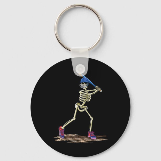 Baseball Skeleton Halloween Manar Boys Baseball Ha Nyckelring (Framsida)