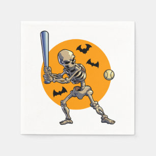 Baseball Skeleton Halloween Manar Boys Baseball Ha Pappersservett