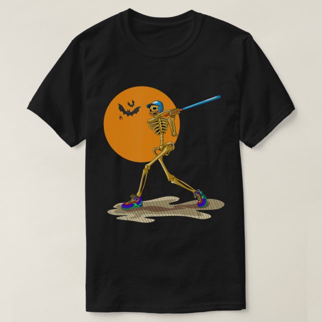 Baseball Skeleton Halloween Manar Boys Baseball Ha T Shirt (Design framsida)