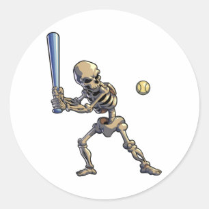 Baseball Skeleton Halloween Runt Klistermärke