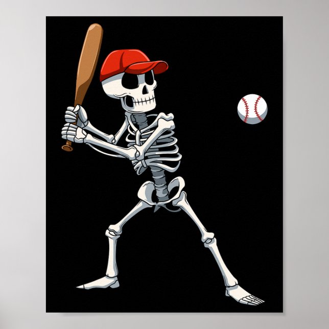 Baseball Skeleton Halloween Skeleton spelar Baseb Poster (Framsidan)