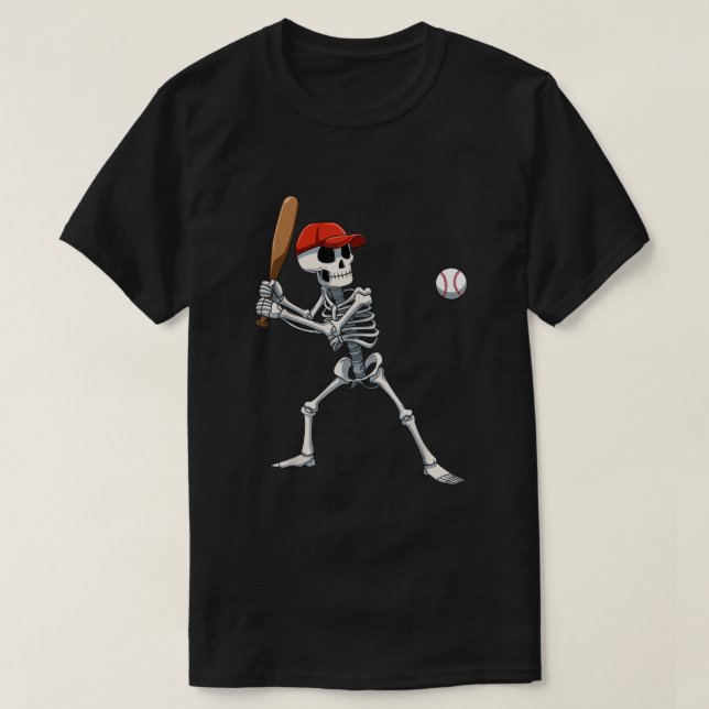 Baseball Skeleton Halloween Skeleton spelar Baseb T Shirt (Design framsida)