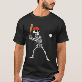 Baseball Skeleton Halloween Skeleton spelar Baseb T Shirt