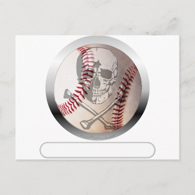 Baseball Skull och Crossbone Vykort (Framsida)