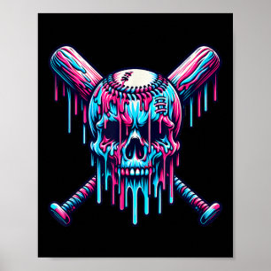 Baseball Skulldropp Baseball Ice Cre Poster