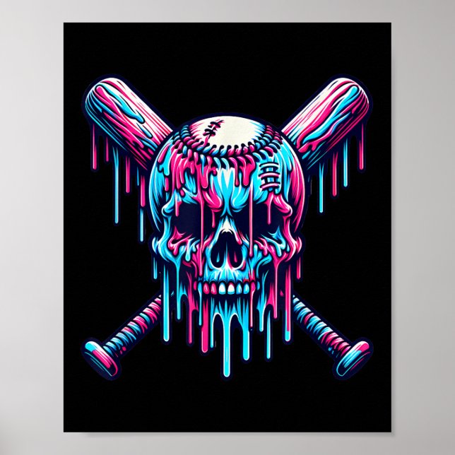 Baseball Skulldropp Baseball Ice Cre Poster (Framsidan)