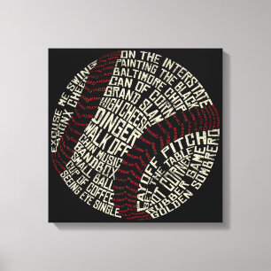 Baseball Slang Ord Calligram Canvastryck