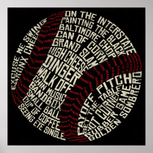 Baseball Slang Ord Calligram Poster