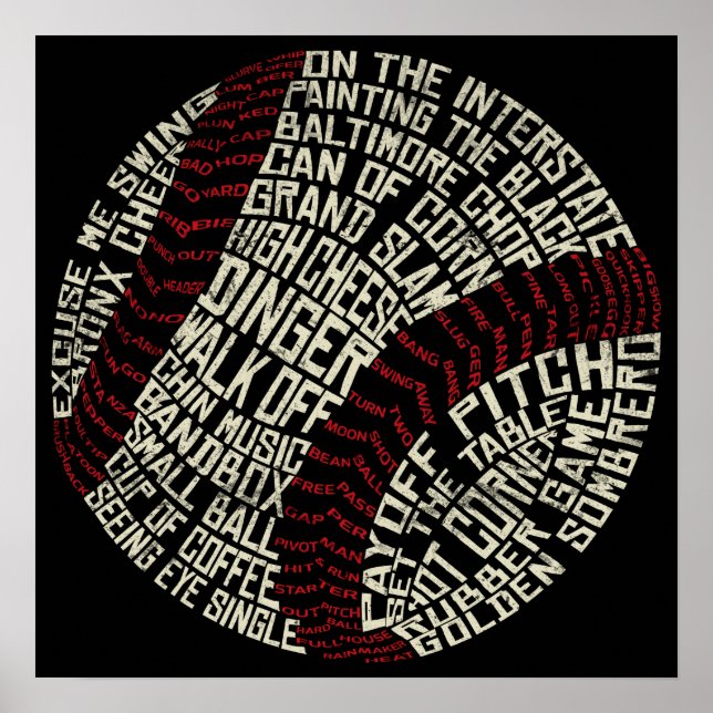 Baseball Slang Ord Calligram Poster (Framsidan)