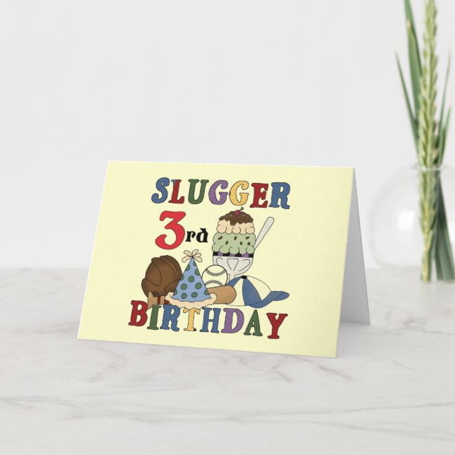 Baseball Slugger 3:e födelsedagskjortor Kort (Framsida)
