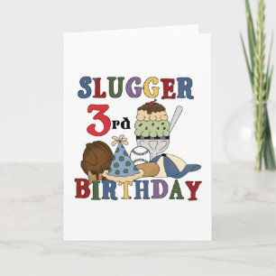 Baseball Slugger 3:e födelsedagskjortor Kort