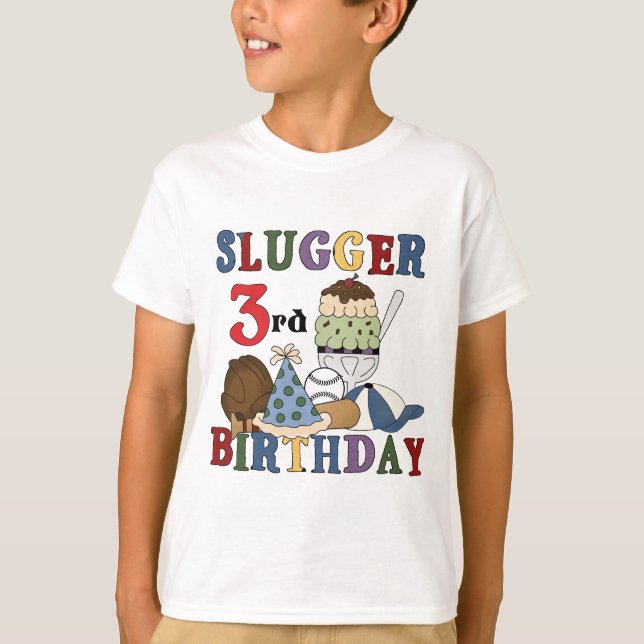 Baseball Slugger 3:e födelsedagskjortor Tee Shirt (Framsida)