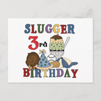 Baseball Slugger 3:e födelsedagskjortor Vykort