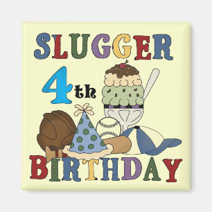 Baseball Slugger 4e födelsedagen Magnet