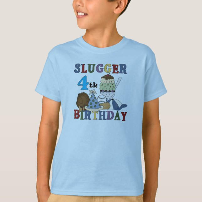 Baseball Slugger 4e födelsedagen T Shirt (Framsida)