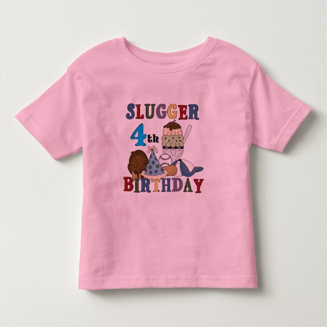 Baseball Slugger 4e födelsedagen T Shirt (Framsida)
