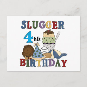 Baseball Slugger 4e födelsedagen Vykort