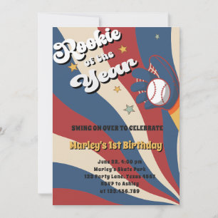 Baseball slugger american flagga rokie 1st Birthda Inbjudningar