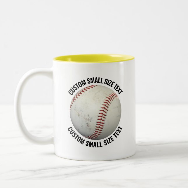 Baseball & Små Text GUL 325g Custom Två-Tonad Mugg (Vänster)