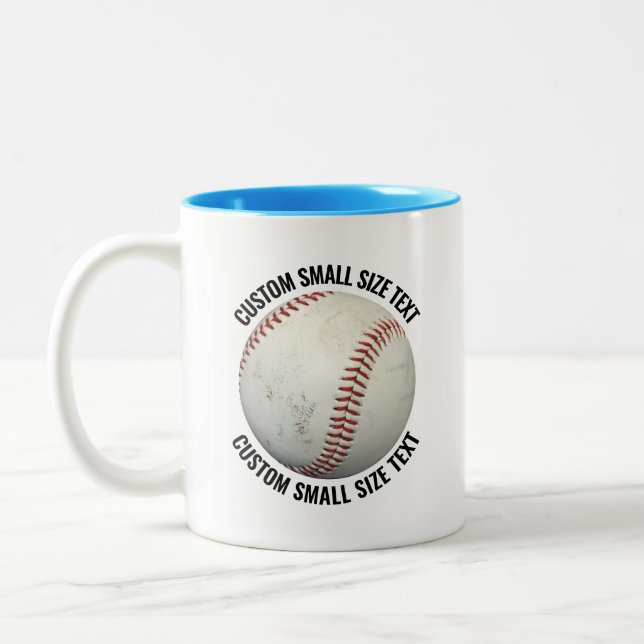 Baseball & Små Text LJUSBLÅ 325ml Custom Två-Tonad Mugg (Vänster)