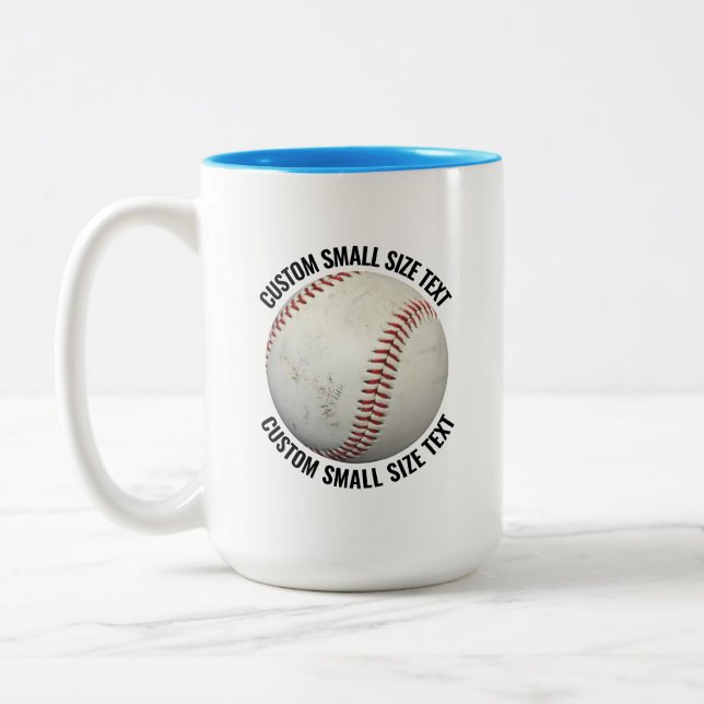 Baseball & Small Text LJUSBLÅ 425g Custom Två-Tonad Mugg (Vänster)
