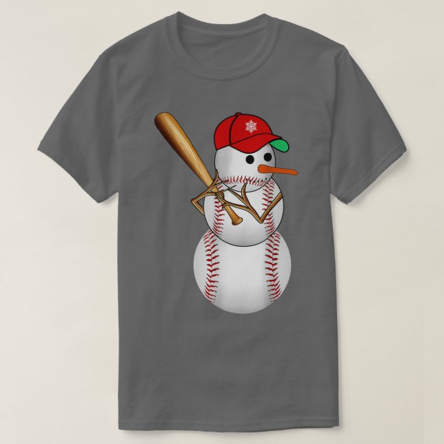 Baseball Snögubbe Bollar Snö julgåvor Julafton M T Shirt (Design framsida)