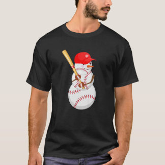 Baseball Snögubbe Bollar Snö julgåvor Julafton T Shirt
