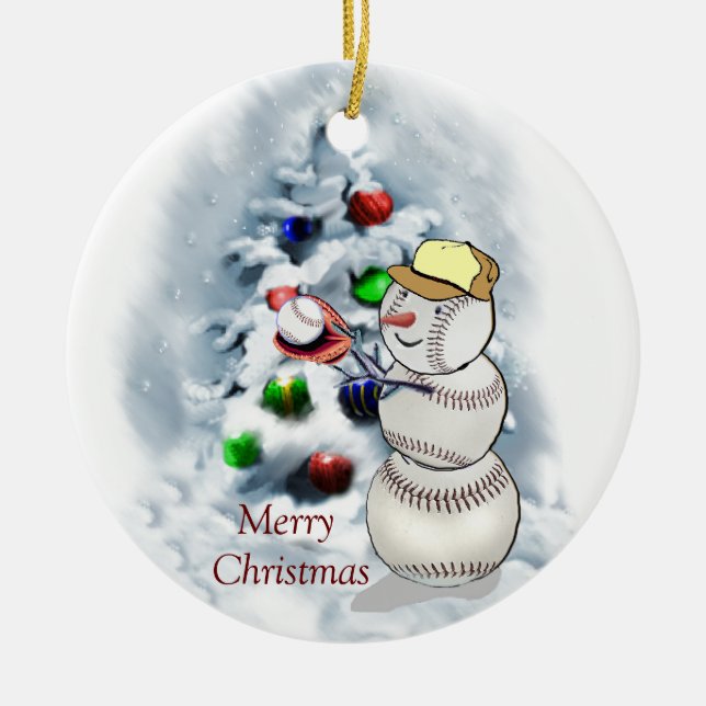 Baseball Snögubbe jul Julgransprydnad Keramik (Framsidan)