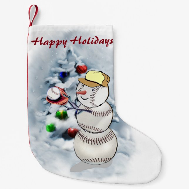 Baseball Snögubbe jul Liten Julstrumpa (Framsidan)