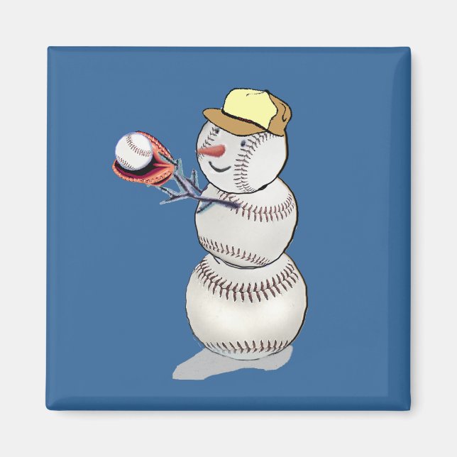 Baseball Snögubbe Magnet (Framsidan)