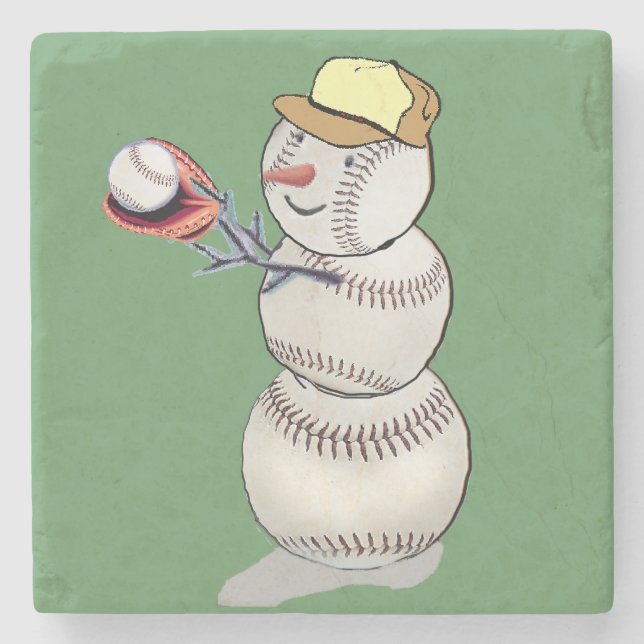Baseball Snögubbe Stenunderlägg (Framsidan)