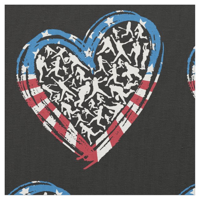 Baseball Softball - American USA flagga Heart Tyg (Närbild)