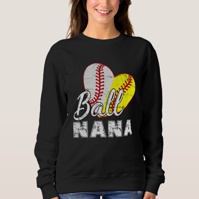 Baseball Softball Ball Heart Nana Mother s Day T Shirt (Framsida)