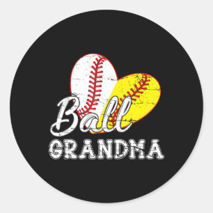 Baseball Softball Boll Han Grandma Mors dag Runt Klistermärke