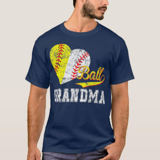 Baseball Softball Boll Heart Grandma Mors dag T Shirt