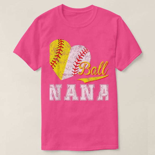 Baseball Softball Boll Heart Nana Mors dag T Shirt (Design framsida)