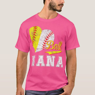 Baseball Softball Boll Heart Nana Mors dag T Shirt