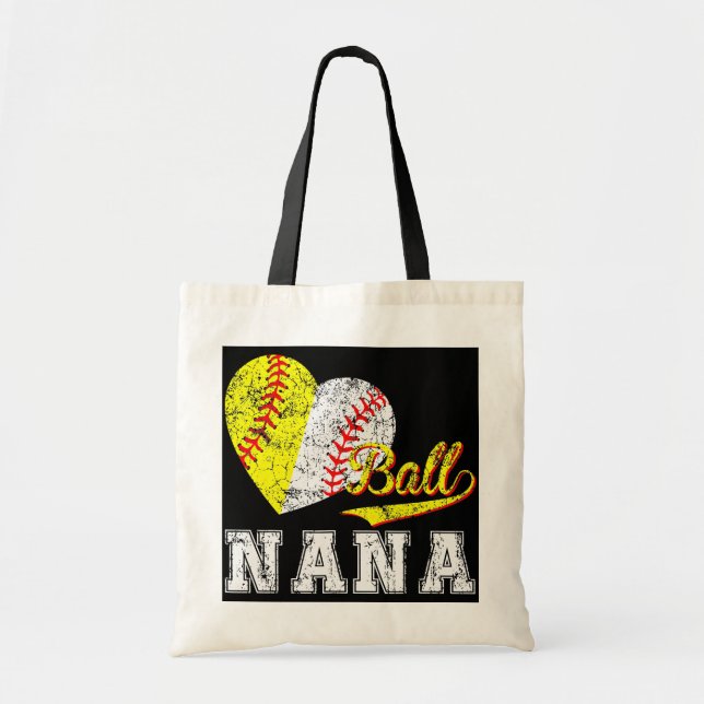 Baseball Softball Boll Heart Nana Mors dag Tygkasse (Framsidan)