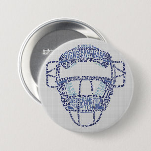 Baseball Softball Catcher Mask Calligram Badge Knapp