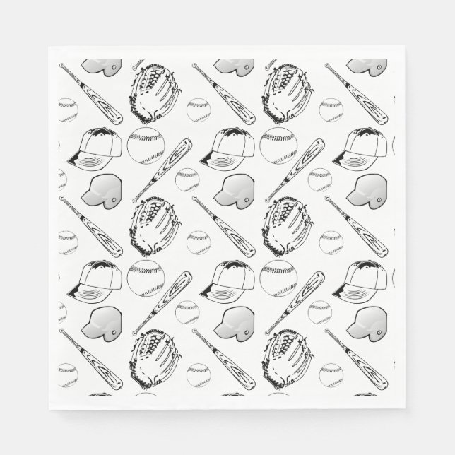 Baseball/Softball Collage Napkins Pappersservett (Framsidan)