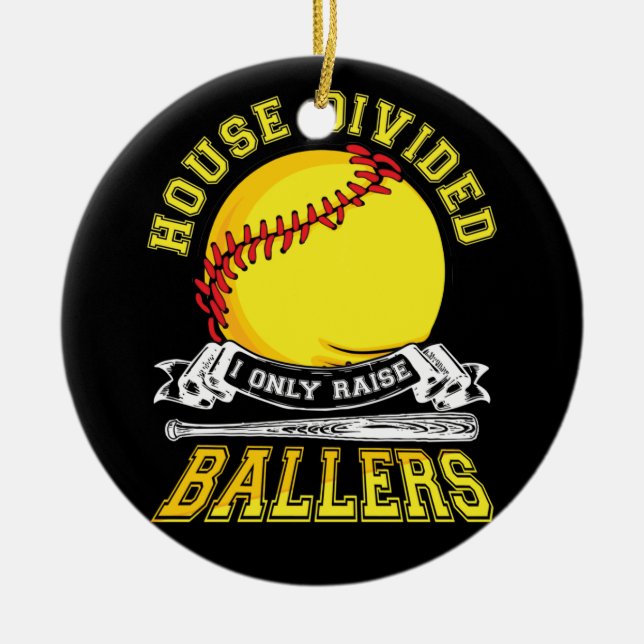 Baseball Softball Deled House Boll Mamma Julgransprydnad Keramik (Framsidan)