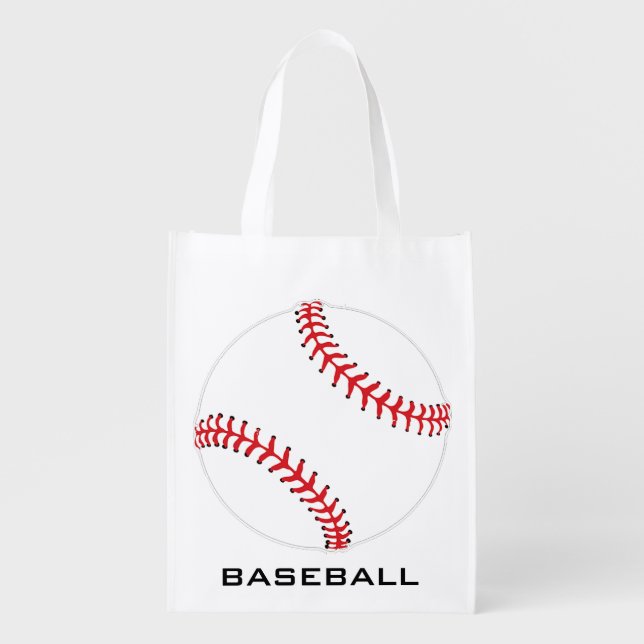 Baseball Softball Design Reusable Tote Återanvändbar Påse (Framsidan)