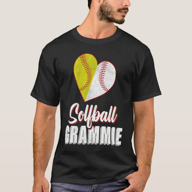 Baseball Softball Grammie Heart Ball Mothers Day S T Shirt (Framsida)
