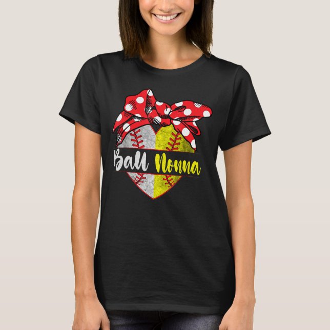 Baseball Softball Heart Ball Nonna Family Player C T Shirt (Framsida)