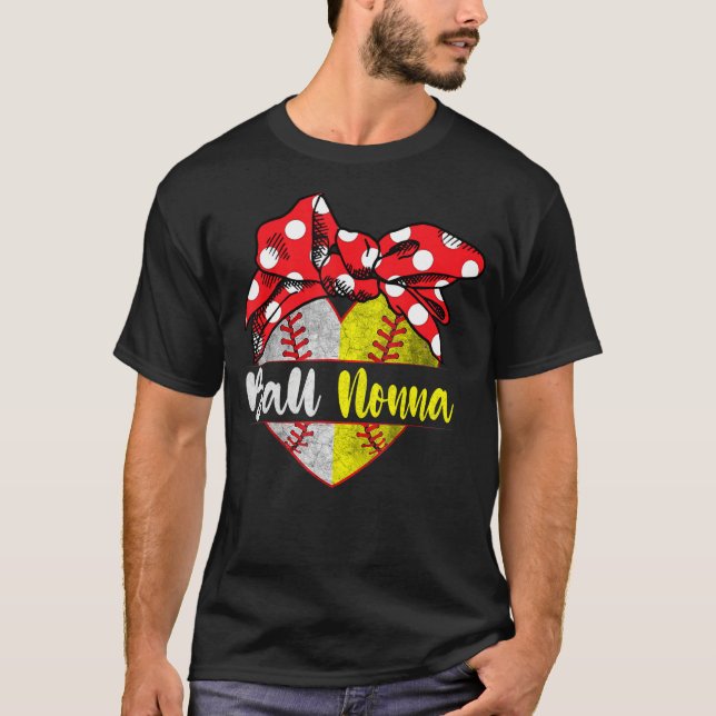 Baseball Softball Heart Ball Nonna Family Player C T Shirt (Framsida)