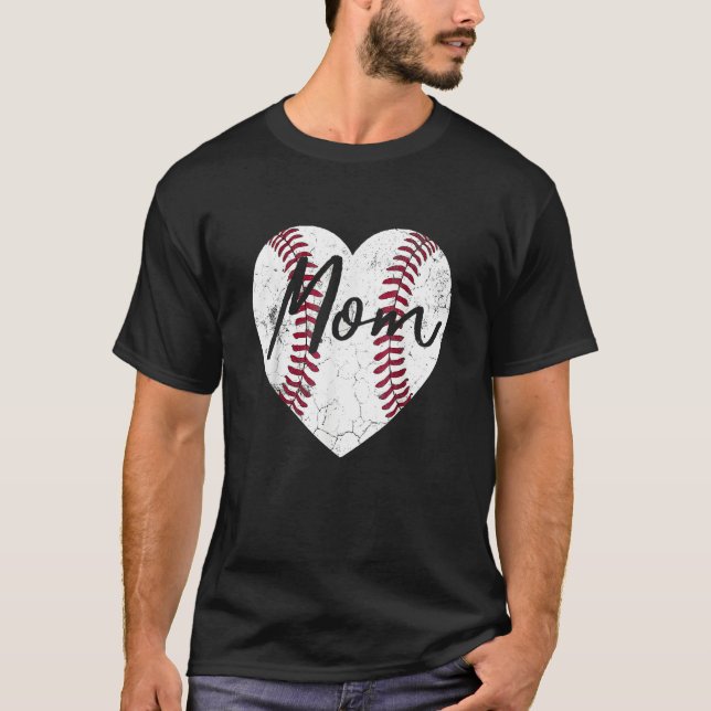 Baseball Softball Heart Mom Mother's Day Mommy Mam T Shirt (Framsida)