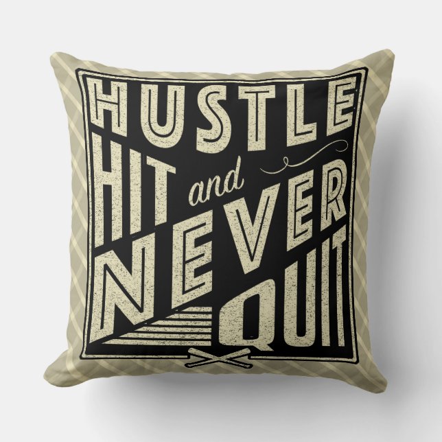 Baseball Softball Hustle, Slå och sluta aldrig Cus Kudde (Framsida)