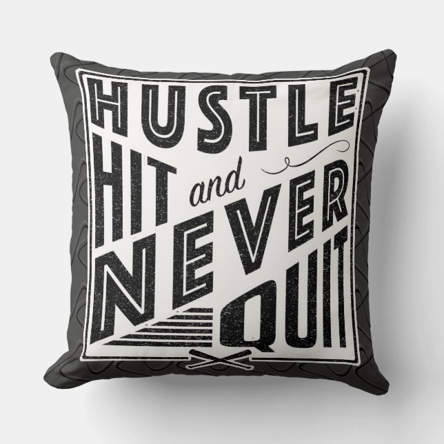 Baseball Softball Hustle, Slå och sluta aldrig Cus Kudde (Framsida)